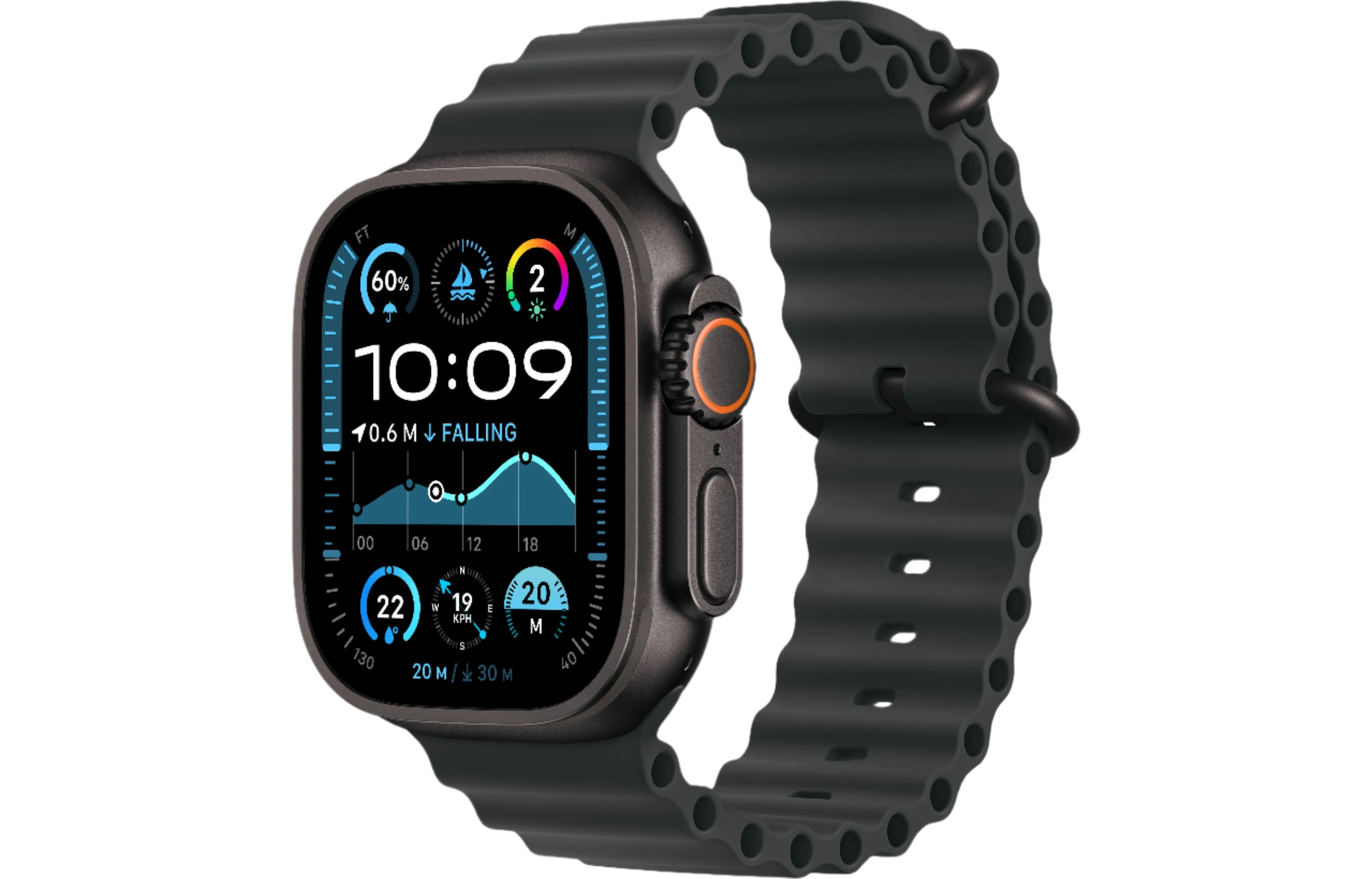 Apple Watch Ultra 2 Black, Ocean Band Loop, MYPD3