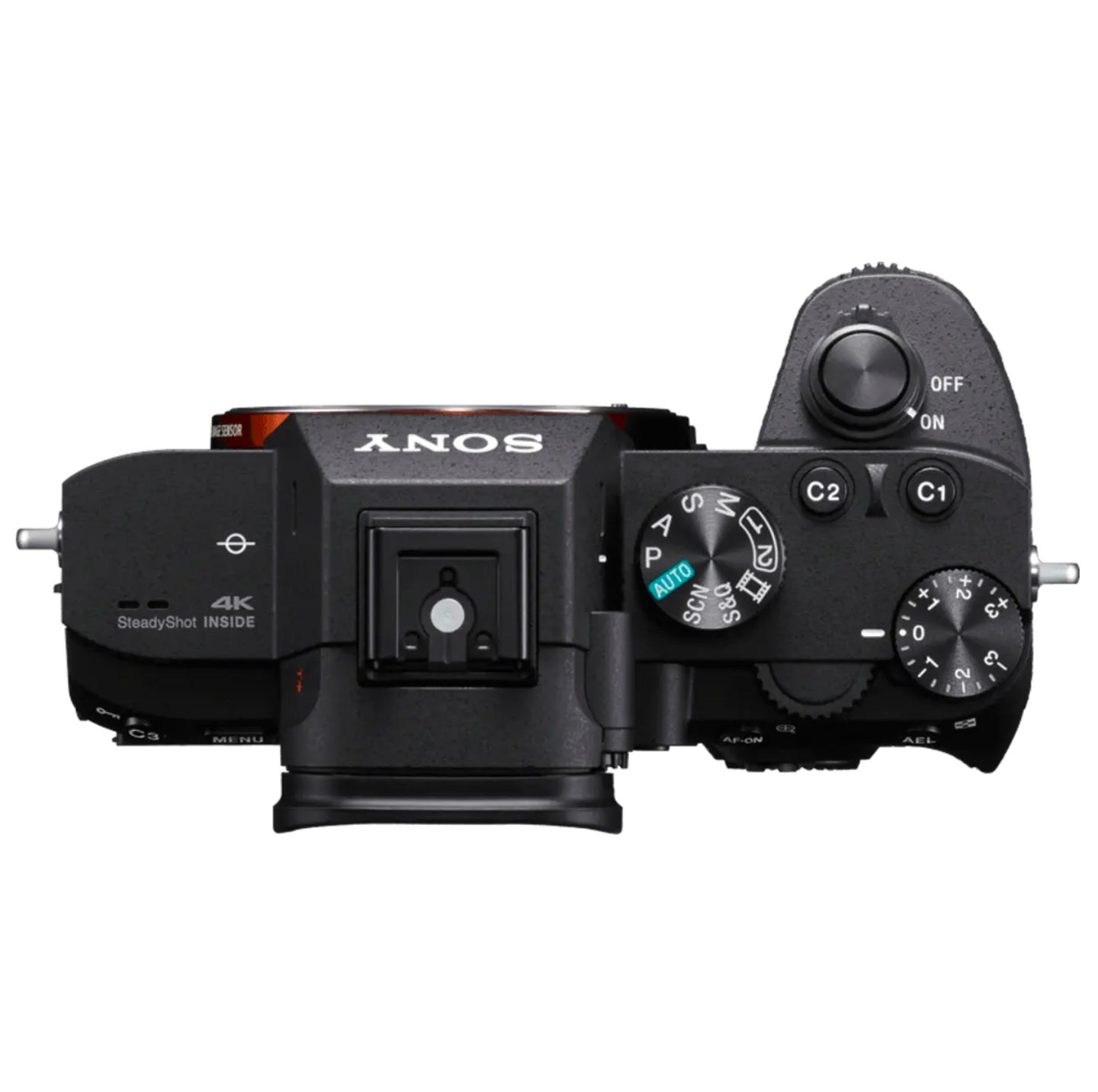 Sony Alpha 7 III Mirrorless Camera showing top view control buttons