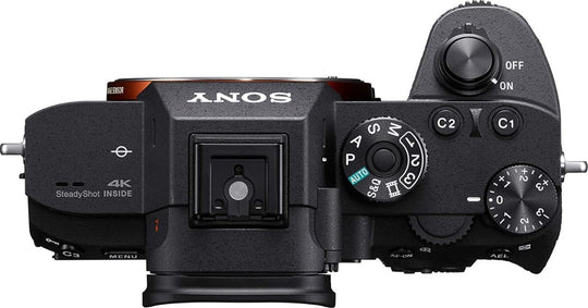 Sony Alpha A7R III camera showcasing 399-point autofocus and 4K HDR video recording