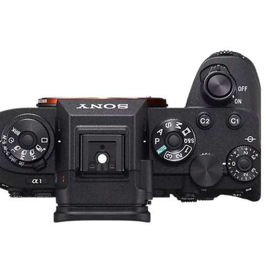 Top view of the Sony Alpha 1 Digital Camera Body showing the control dials, buttons, and build quality