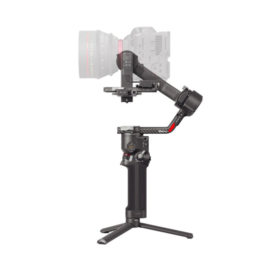 Left side view of the DJI RS 4 Pro gimbal showing the control buttons, grip texture, and port access.