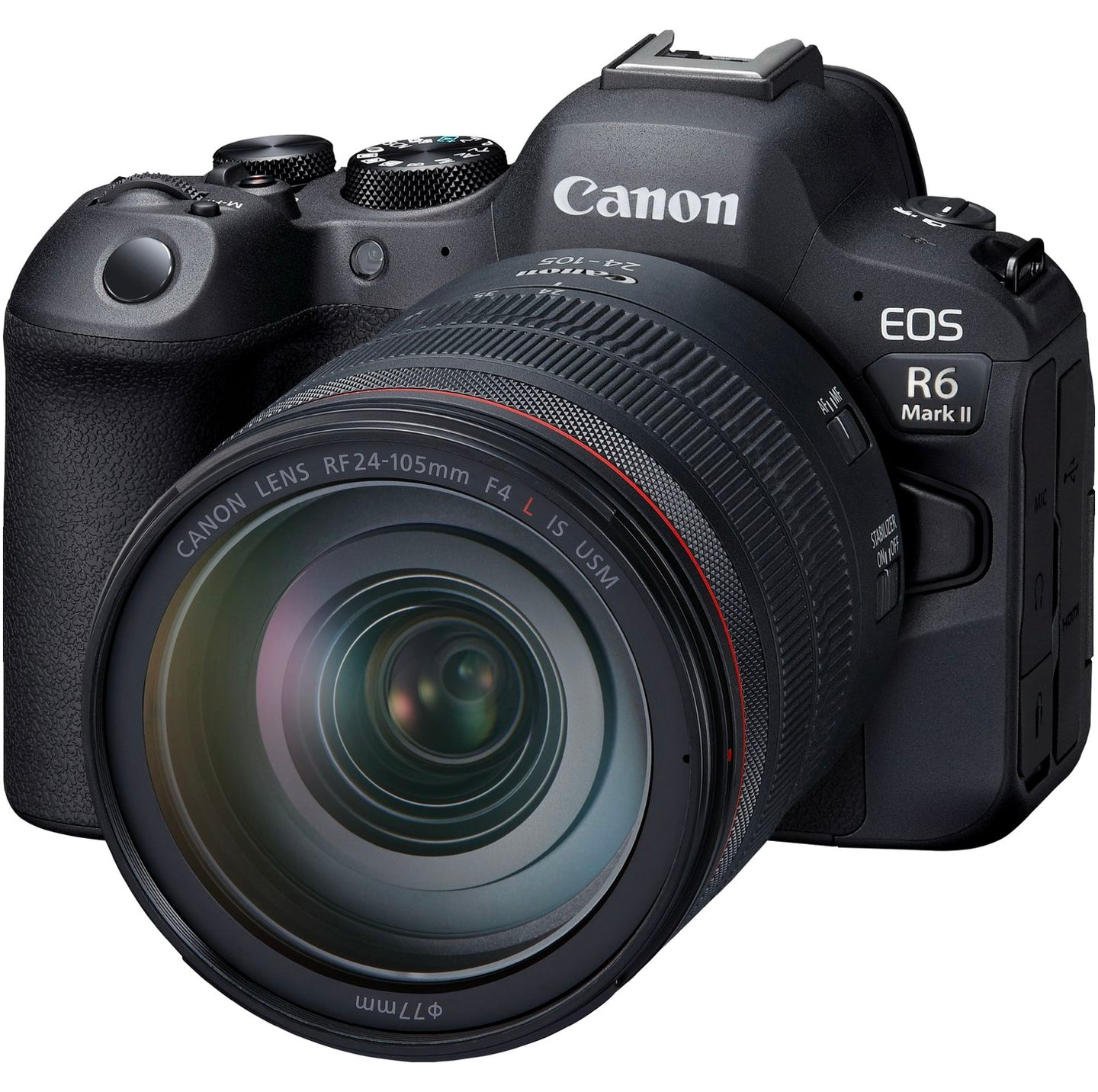 view of the Canon EOS R6 Mark II with RF 24-105mm F4L IS USM lens