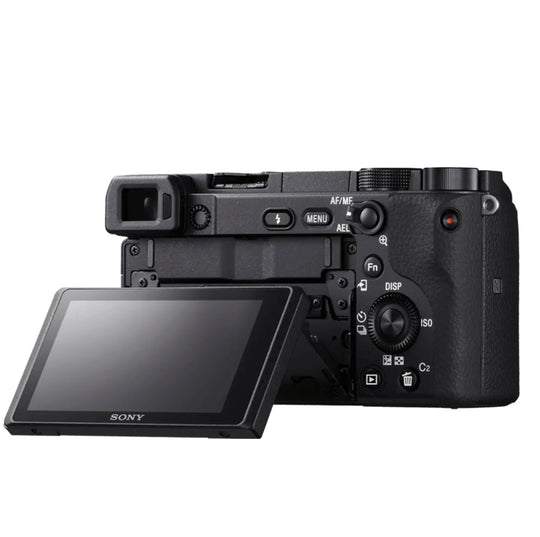 The Sony Alpha 6400 with its 3.0-inch 180-degree tiltable touchscreen LCD, perfect for vlogging and selfies.