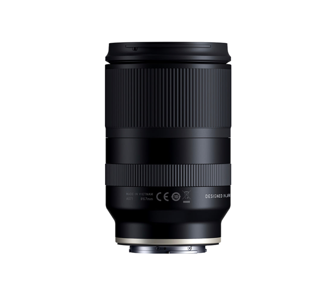 Front view of the Tamron 28-200mm F2.8-5.6 Di III RXD lens showcasing its sleek and versatile design.