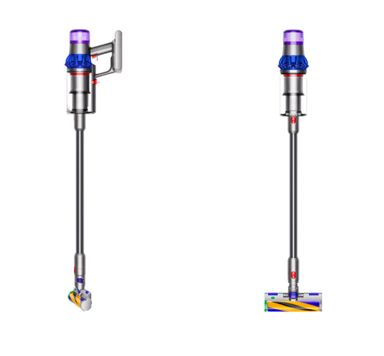 Back view of Dyson V15 Detect Extra showing the rear design and HEPA filtration system.