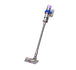 Front view of Dyson V15 Detect Extra cordless vacuum, highlighting its sleek design and LCD screen.